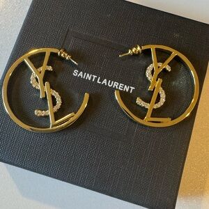 Saint Laurent Gold and Silver Hoop Earrings